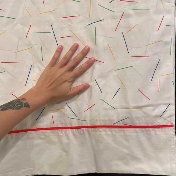 80s Rainbow Confetti Sprinkle Queen Flat Sheet - Picture 4 of 4